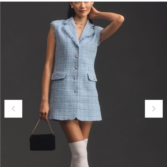 Anthropologie Maeve sleeveless tweed blazer mini dress size 6 NWOT - Picture 8 of 10